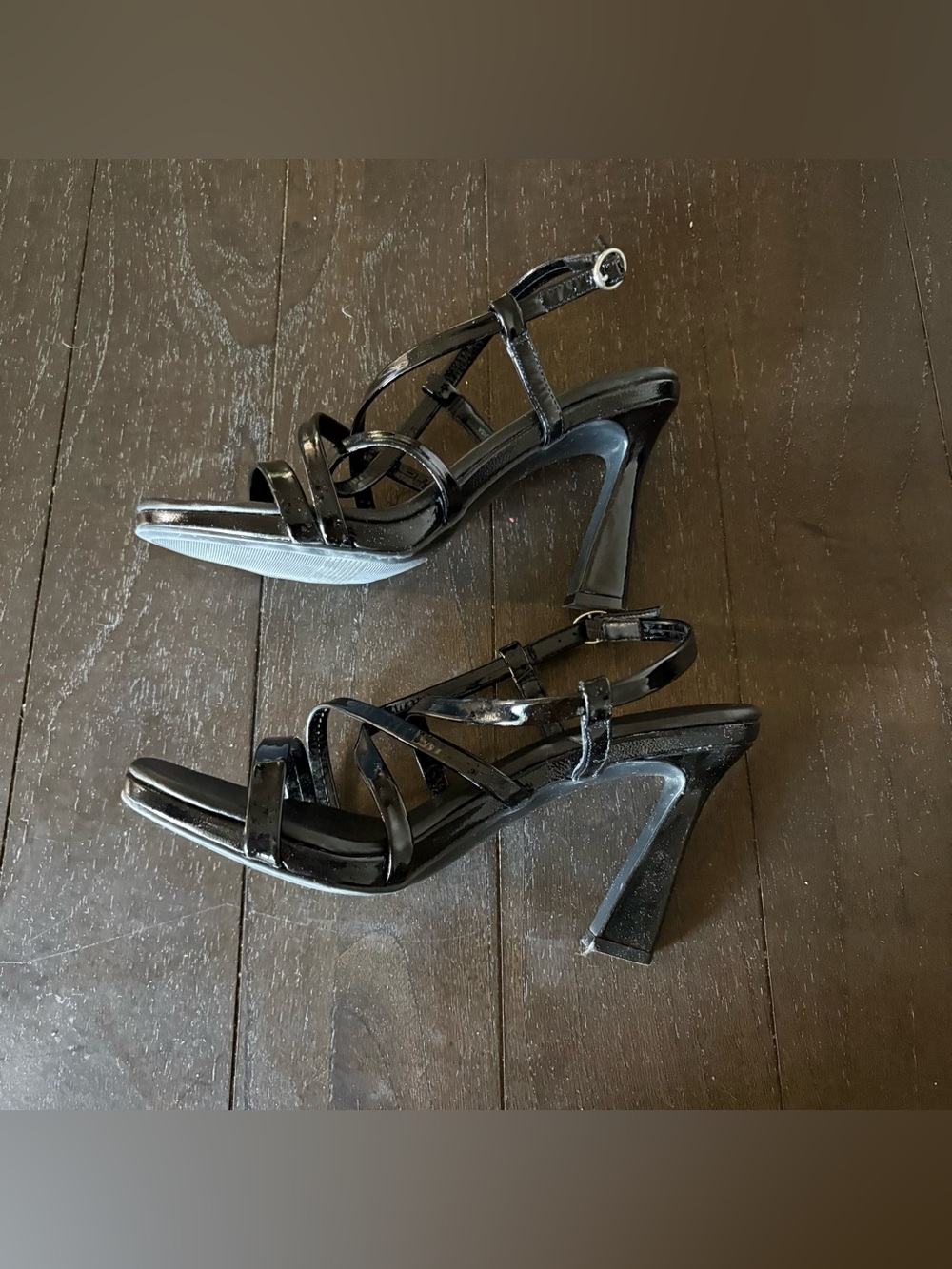 Naturalizer Luisa Patent Black Ankle Strap Heels Size 8.5M - Picture 4 of 11